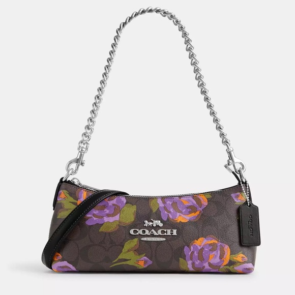 Coach Handbags - 🔥BEST SELLING🔥 Charlotte Shoulder Bag In Signature Canvas With Rose Print.